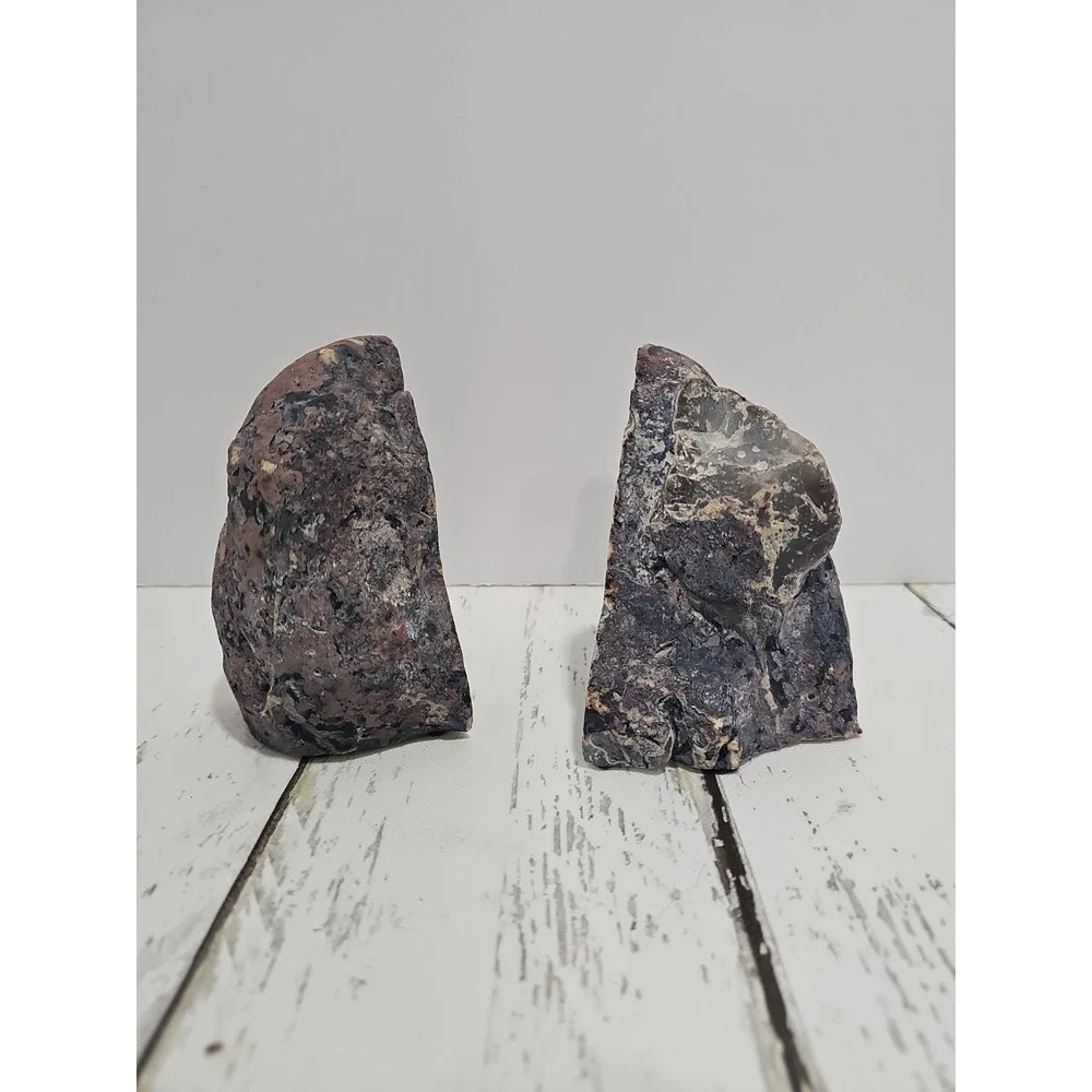 Teal Blue Agate Geode Bookends